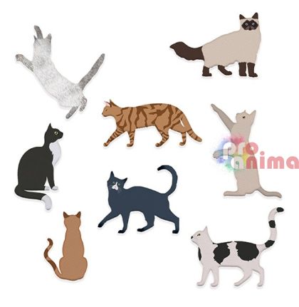 Шаблон за изрязване и релеф (щанца) DP Craft, котки, 6 бр.