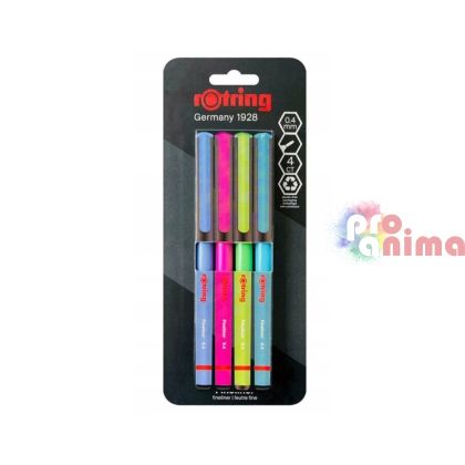 Комплект тънкописци Rotring, 4 цвята, 0.4 mm