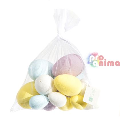 Декоративни яйца в мрежеста торбичка DP Craft, 16 бр., светъл пастел