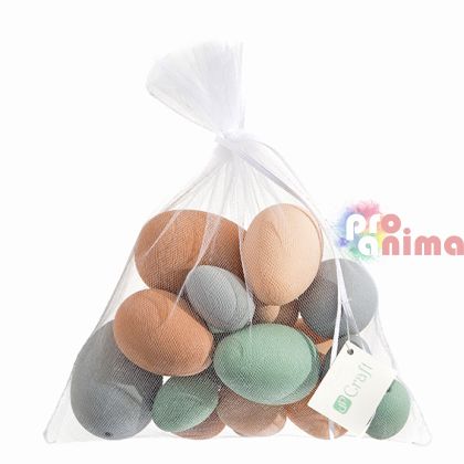 Декоративни яйца DP Craft, 16 бр. в мрежеста торбичка, тъмен пастел