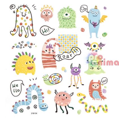 Стикери с глитер DP Craft, чудовища пакостници, 24 бр.