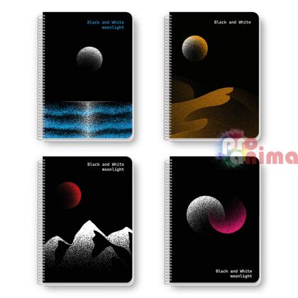 Тетрадка Black&White, B5, 140 листа, редове, Moonlight