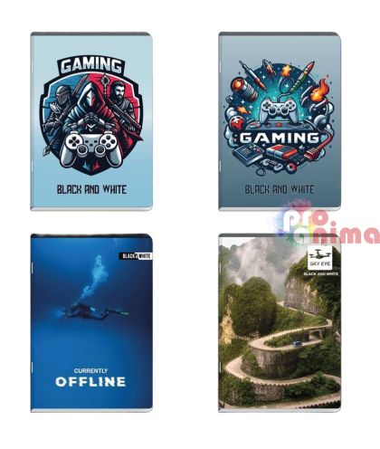 Тетрадка Black&White, A5, 80 листа, широки редове, 80 листа, за момче