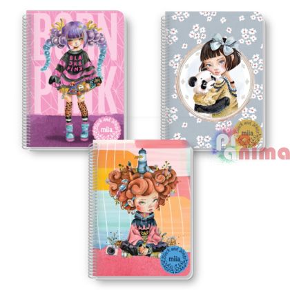 Тетрадка Black and White Miia, A5, широки редове, 60 листа, за момиче