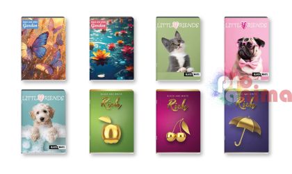 Тетрадка Black and White, 40 листа, тесни и широки редове, за момиче