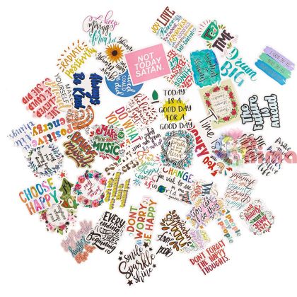 Стикери от винил с мотивиращи послания, DP Craft, 50 бр., 5-8 cm