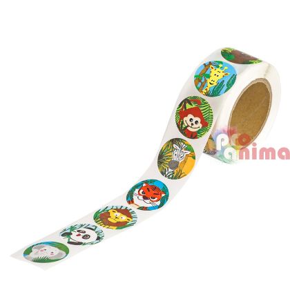 Стикери на ролка, Животни в джунглата, 500 бр.