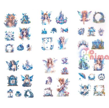 Стикери феи- от прозрачно фолио, 6 листа, блестящи