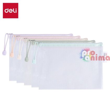 Папка с цип Deli, формат A5, РVC 230 mic и текстил