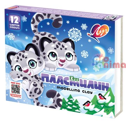 Пластилин Луч Зоо, 12 цвята