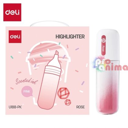 Текст маркер Deli, с аромат на роза, розов