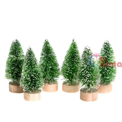 Декоративни коледни елхички 5 cm, 6 бр., зелени