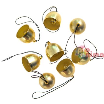 Звънчета за декорация, 8 бр., винтидж, златисти