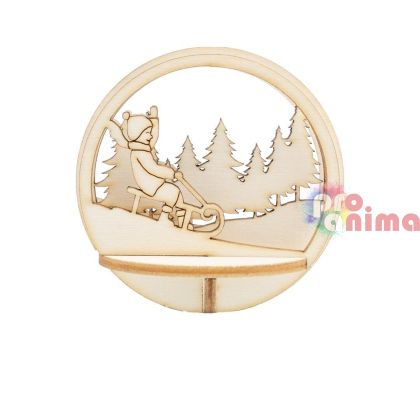 Дървени фигурки за прозрачни топки, ф7.4 cm, Шейна