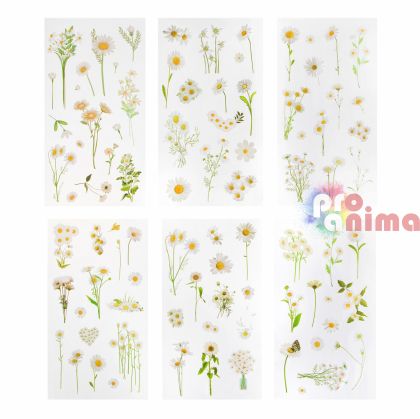 Прозрачни стикери от PVC Маргаритки, 87 бр,