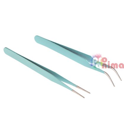 Пинцети прецизни, 2 бр., Цвят мента