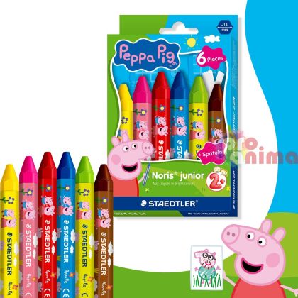 Пастели Staedtler Noris Junior Peppa Pig 6 цвята + шпатула