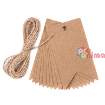 Етикети с въженце, крафт, 12 бр. банер