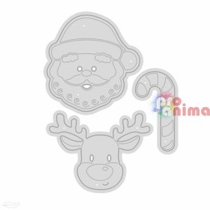 Щанца за изрязване Дядо Коледа и еленче, 3 бр.