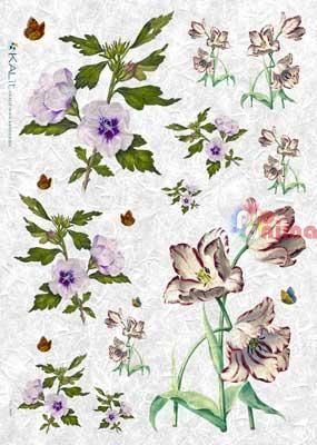 Декупажна хартия оризова KALit A4 Цветя 40