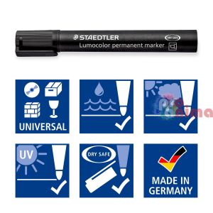 Перманентен маркер Staedtler Lumocolor 350, скосен връх (2 mm- 5 mm), черен