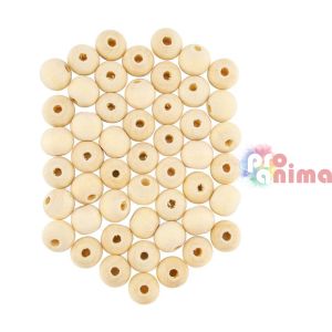 Натурални мъниста, дървени, кръгли, 10 mm, 50 бр.