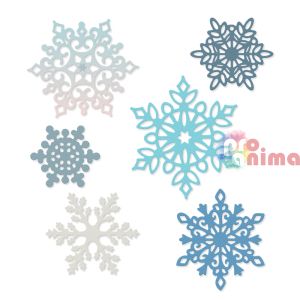 Шаблон за изрязване и релеф DP CRaft, ажурни снежинки, 6 бр.