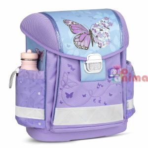 Раница за училище, за момиче, Belmil Purple Blue Butterfly