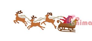 Шаблони за изрязване и релеф Дядо Коледа с шейна и елени