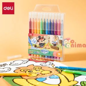 12 цвята флумастери с брокат Deli Color Wow