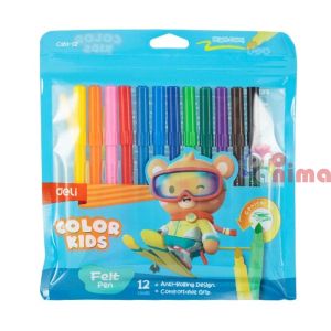 Флумастери Deli Kids, 12 цвята