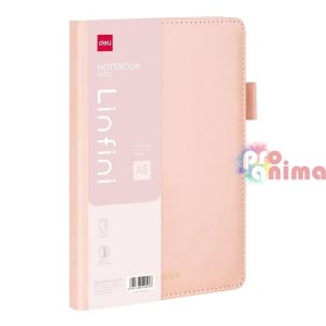 Бележник Deli Linfini A5, 144 листа, еко кожа, Розов