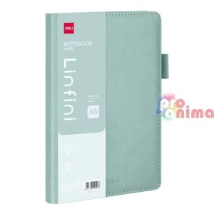 Бележник Deli Linfini, A5, 144 листа, еко кожа, зелен