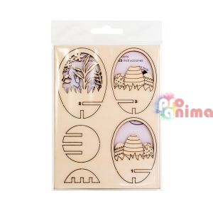 Дървени фигурки за прозрачно яйце, Великденски яйца ф7.6 cm, 5 мотива