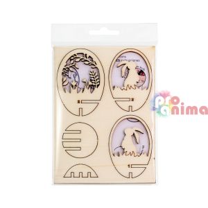 Дървени фигурки за прозрачно яйце, Зайче ф7.6 cm