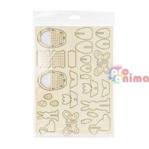 Комплект дървени фигурки за сглобяване и декорация Великден 15 бр