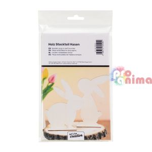 Дървени фигурки за сглобяване и декорация Зайчета 2 бр.