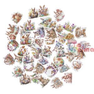 Стикери от винил Великденски зайчета 4-6 cm 50 бр. Винтидж