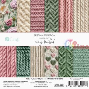 Дизайнерска хартия 15 x 15 cm, Уютно плетиво, 24 листа