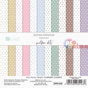 Дизайнерска хартия 15 x 15 cm, Polca Dots, 24 листа