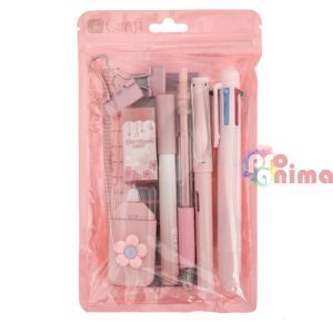 Ученически комплект 9 части, пастелно розово