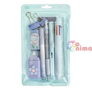 Ученически пособия- 9 части в пастелно син цвят