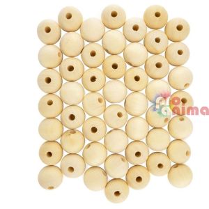 Натурални дървени мъниста- кръгли ф25mm, 50 бр.