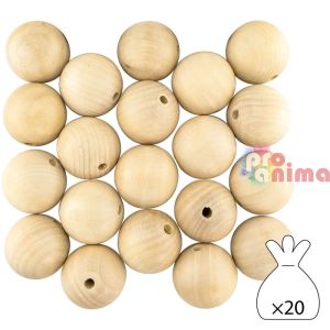 Натурални дървени мъниста - кръгли ф50 mm, 20 бр.