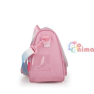 Розова, блестяща термо чанта за храна