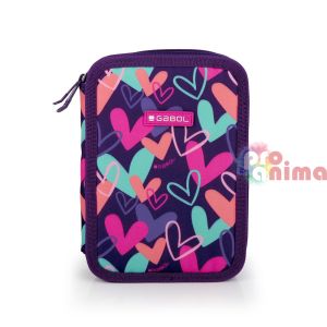 Ученически несесер с принт на сърца Gabol Kokoro