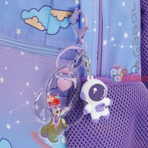 Лилава ученическа раница с три отделения Gabol Cosmos + ключодържател