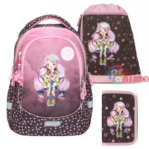 Комплект ученическа раница, несесер и торба за спорт Belmil Miia Rose Candy