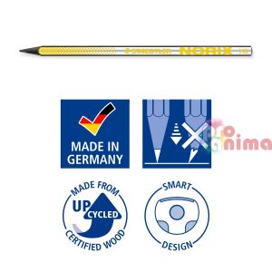 Комплект Staedtler Norix 181 Моливи 2 бр. HB + гума + острилка Зелен