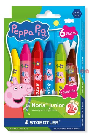 Пастели Staedtler Noris Junior Peppa Pig 6 цвята + шпатула